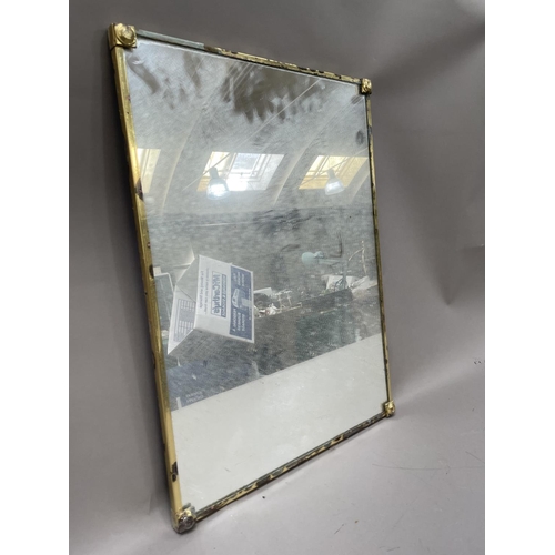 368 - A brass framed rectangular wall mirror