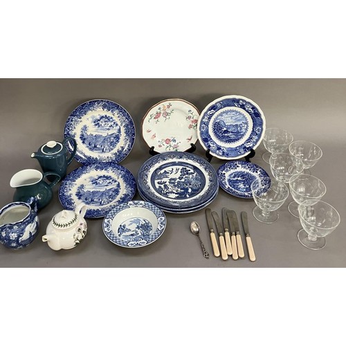 125 - A collection of blue and white ware including Willow pattern, a plate by Bristol potteries, two Bram... 