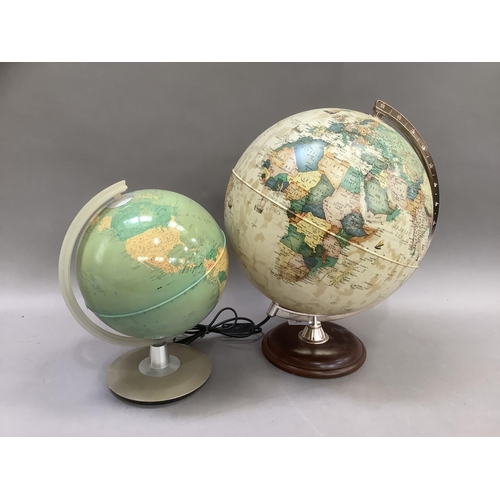 89 - A modern illuminated table globe and another globe