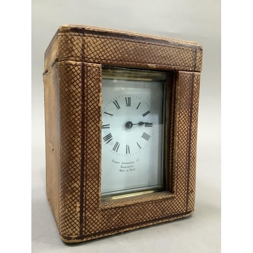 99 - Of local interest, an early 20th Century carriage clock, retailed by Robert Ashworth & Co, Harrogate... 