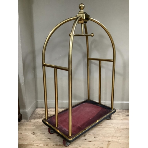 360 - A brass hotel bellhop luggage trolley