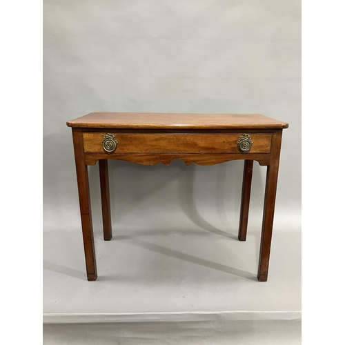 365 - A 19th century mahogany side table with single drawer, on square legs, 85cm wide