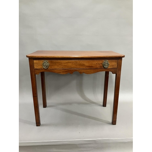 365 - A 19th century mahogany side table with single drawer, on square legs, 85cm wide