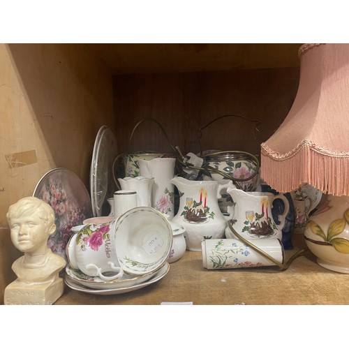 106 - A collection of ceramics including Portmeirion etc and a Moorcroft magnolia table lamp