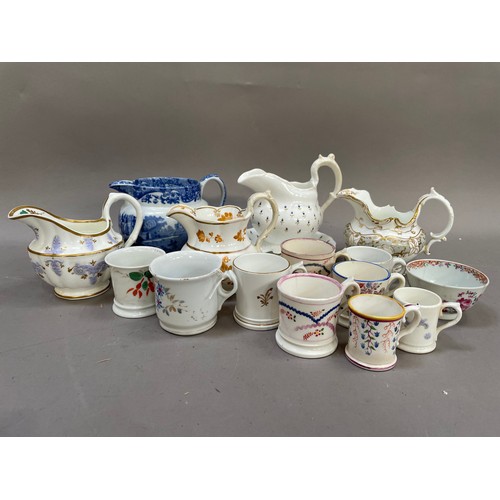 233 - A collection of 18th century and later porcelain including a famille rose tea bowl, Rockingham style... 