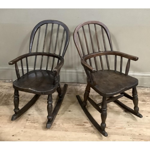 350 - Two children's 19th century elm Windsor rocking chairs