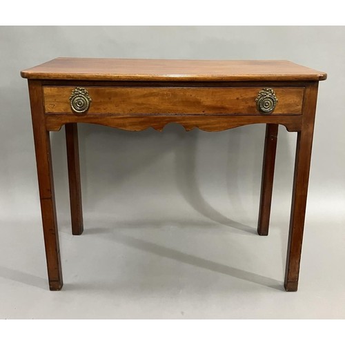 365 - A 19th century mahogany side table with single drawer, on square legs, 85cm wide