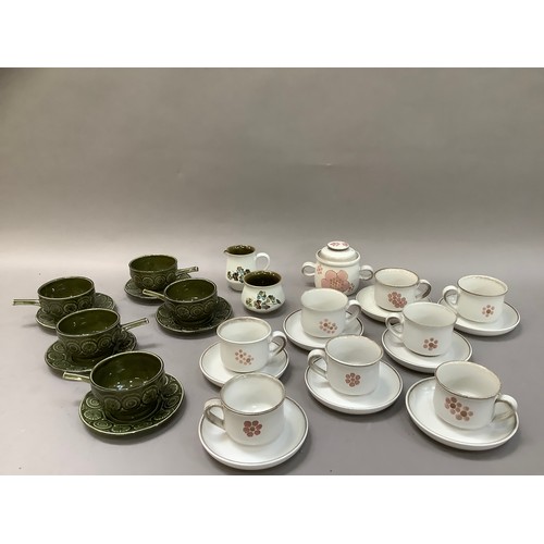 178 - A collection of Denby tea ware comprising eight cups and saucers, sugar bowl , teapot etc together w... 