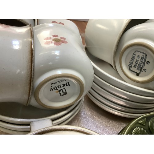 178 - A collection of Denby tea ware comprising eight cups and saucers, sugar bowl , teapot etc together w... 