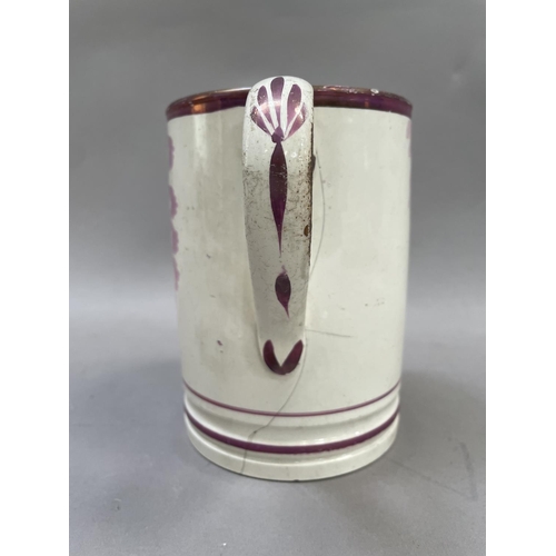 21 - A Sunderland lustre mug by Scott, Southwick, C.1820 printed enamelled with a sailor's departure leav... 