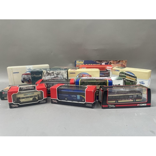 492 - A vintage Dinky Fire Rescue engine, a collection of Corgi original Omnibus buses together with furth... 