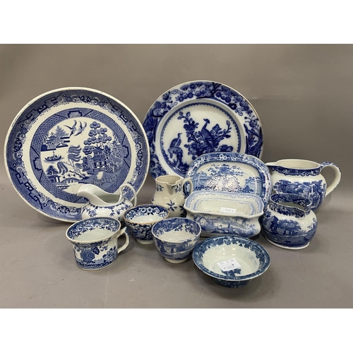 128 - A collection of early 19th century blue and white ware including Copeland Late Spode tea bowl, toget... 