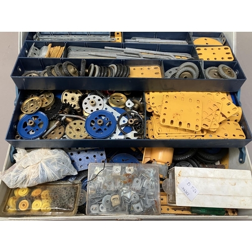 455 - A concertina toolbox containing a large collection of Meccano parts