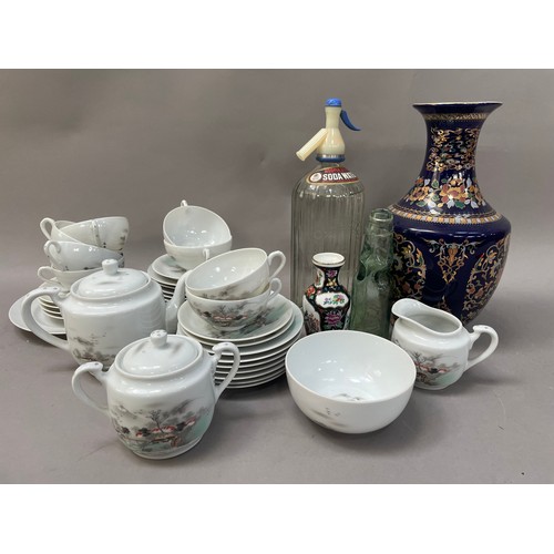 46 - A Geisha tea set, a Chinese vase together with a Hooper Struve Soda Water siphon together with a Sin... 