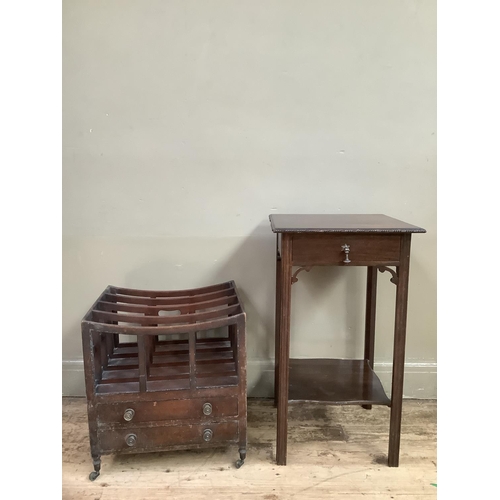 72 - An early 20th century Canterbury together with a reproduction Regency style side table with drawer a... 