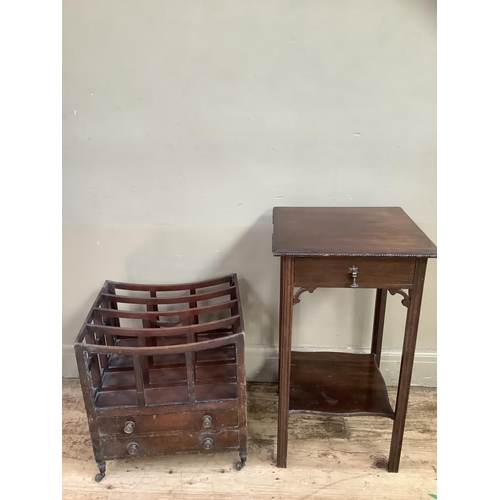 72 - An early 20th century Canterbury together with a reproduction Regency style side table with drawer a... 