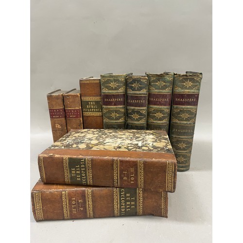 71 - Bindings, Burn's Justice Vols 1 and 2, full calf, 1805, Rural Cyclopaedia, 3 vols of 4, half calf wi... 