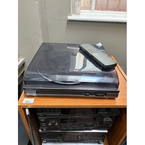 484 - A Sony stereo system with turntable, tuner, cassette player, 5-disc CD-player, amplifier