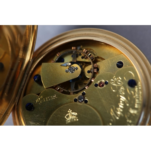 271 - AN EDWARD VII POCKET WATCH BY ASPREY & CO, in 18ct gold half hunter case London 1907 for Fred Thomas... 