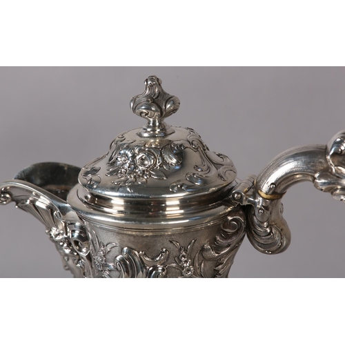 218 - A WILLIAM IV SILVER CLARET JUG EDINBURGH 1837 FOR JAMES HOWDEN AND CO, of baluster form with repouss... 