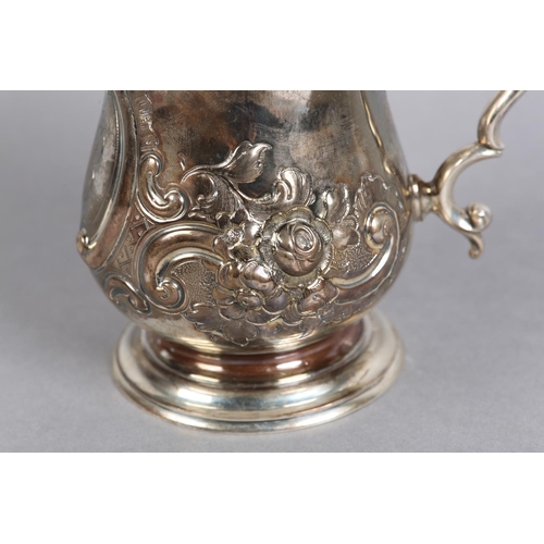 220 - A VICTORIAN SILVER TANKARD LONDON 1865 FOR ROBERT HARPER, baluster form, foliate chased with monogra... 