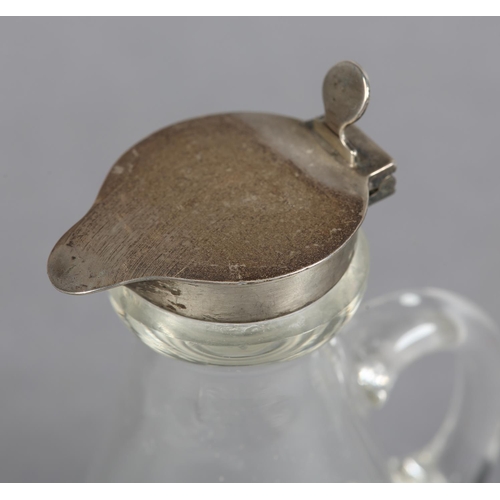 215 - A GEORGE V SILVER TOPPED GLASS WHISKEY NOGGIN, Birmingham 1915 for Hukin & Heath Ltd, conical with s... 