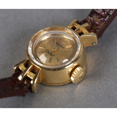 268 - A ROLEX LADY'S ORCHID MANUAL WRISTWATCH ref 2246 in 18ct gold case no. 1519215, 18 jewelled lever 14... 