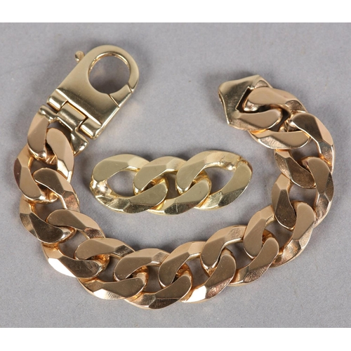 231 - A BRACELET IN CURB LINKS of yellow metal (tests as 9ct gold) together with three associated curb lin... 