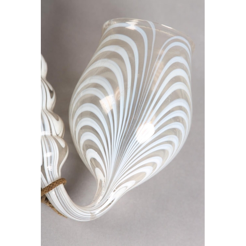 181 - A VICTORIAN NAILSEA BLOWN GLASS PIPE, with opaque white inclusions, 45cm long