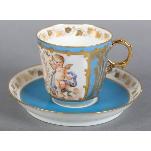 164 - A SEVRES STYLE CHATEAU DES TUILERIES 19TH CENTURY PORCELAIN CABINET CUP AND SAUCER, the cup having a... 