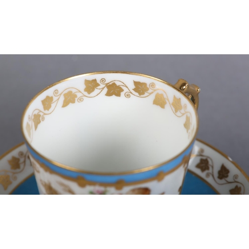 164 - A SEVRES STYLE CHATEAU DES TUILERIES 19TH CENTURY PORCELAIN CABINET CUP AND SAUCER, the cup having a... 