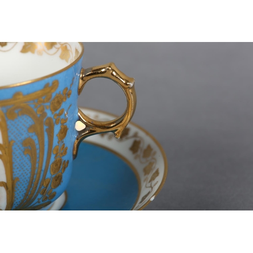 164 - A SEVRES STYLE CHATEAU DES TUILERIES 19TH CENTURY PORCELAIN CABINET CUP AND SAUCER, the cup having a... 