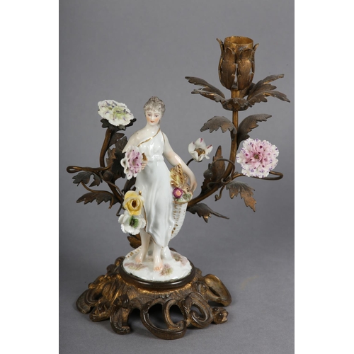 153 - A MID 19TH CENTURY PARIAN FEMALE FIGURE EMBLEMATIC OF AUTUMN raised on a circular base, unmarked, 34... 