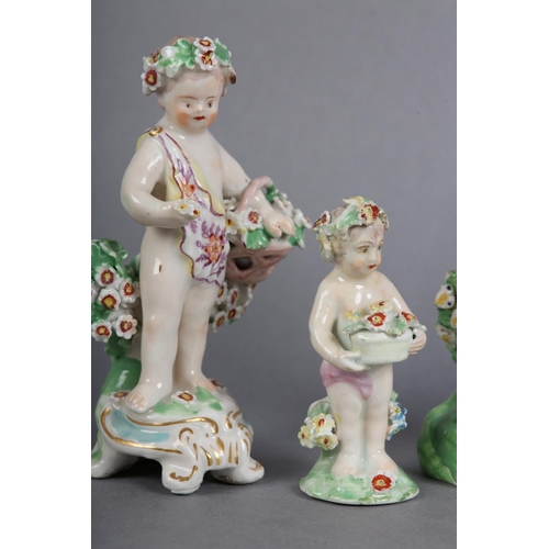 150 - A DERBY PORCELAIN FOUR SEASONS FIGURE OF A PUTTI EMBLEMATIC OF SPRING, c.1780, patch marks to unders... 