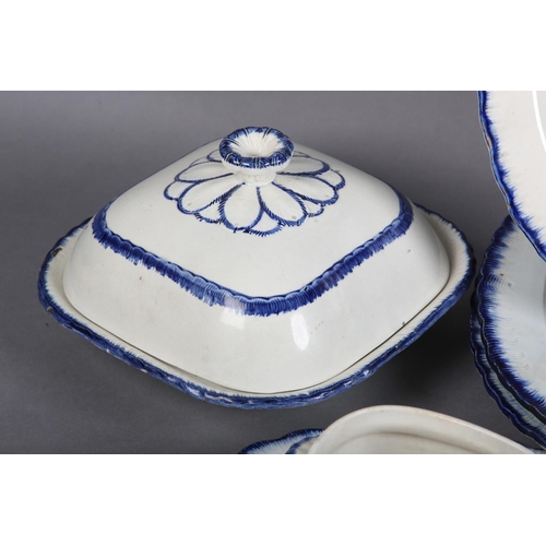 154 - A GROUP OF 18TH CENTURY FEATHER-EDGE PEARLWARE with underglaze blue painted rims of similar design, ... 