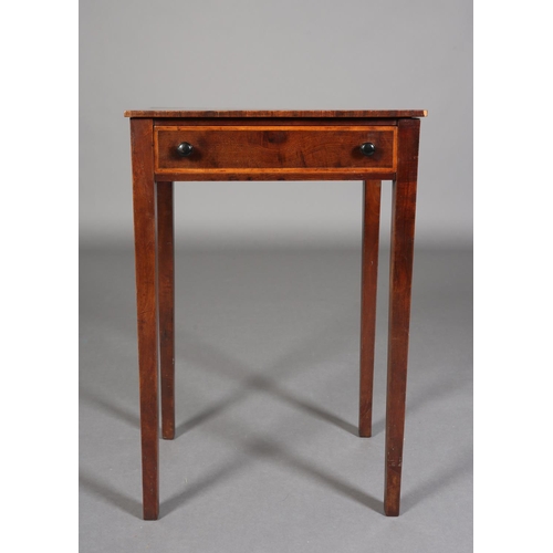 350 - AN EARLY 19TH CENTURY FIGURED MAHOGANY AND SATINWOOD CROSSBANDED TABLE, having a frieze drawer with ... 