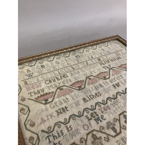 74 - AN 18TH CENTURY NEEDLEWORK SAMPLER, dated 1792 in three places, alpha-numeric with the addition of s... 