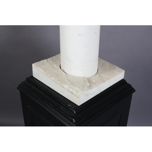 85 - DAVID LOGAN (American d.2021)  Lingam, Bardiglio White Marble, sculpture, raised on an ebonised plin... 