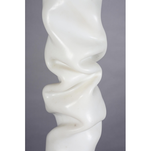 85 - DAVID LOGAN (American d.2021)  Lingam, Bardiglio White Marble, sculpture, raised on an ebonised plin... 