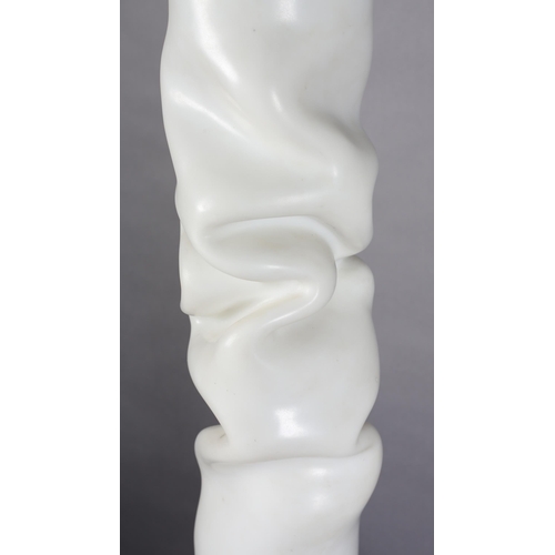 85 - DAVID LOGAN (American d.2021)  Lingam, Bardiglio White Marble, sculpture, raised on an ebonised plin... 