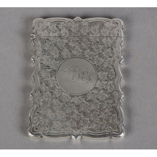 213 - A LATE VICTORIAN SILVER CARD CASE, Birmingham 1900 William M Hayes, all over foliate engraved with a... 