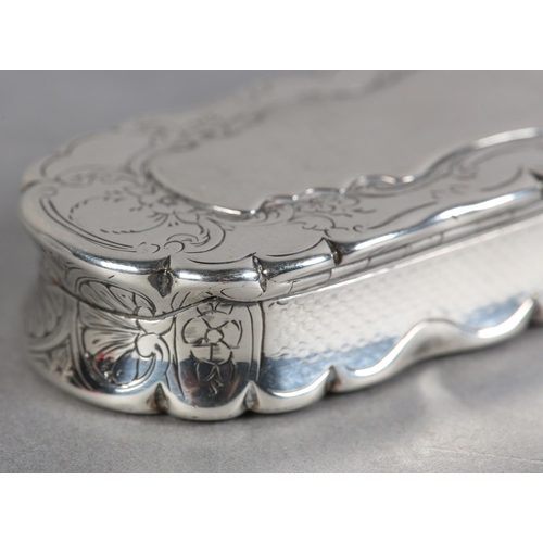 205 - A VICTORIAN SILVER TABLE SNUFF BOX, Birmingham 1862 Frederick Mason, foliate and engine turned, with... 