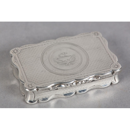 206 - OF CURLING INTEREST: A VICTORIAN SILVER SNUFF BOX, Birmingham 1890 George Unite, engraved to the cir... 