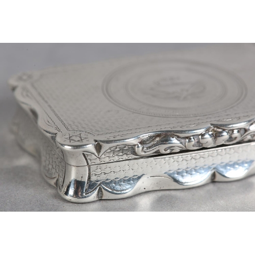 206 - OF CURLING INTEREST: A VICTORIAN SILVER SNUFF BOX, Birmingham 1890 George Unite, engraved to the cir... 