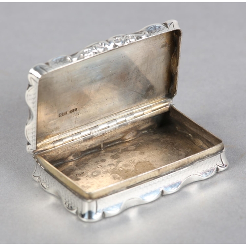 206 - OF CURLING INTEREST: A VICTORIAN SILVER SNUFF BOX, Birmingham 1890 George Unite, engraved to the cir... 