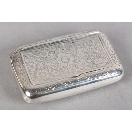 207 - A GEORGE V SILVER SNUFF BOX, Chester 1920 E J Trevitt & Sons, all over foliate engraved with monogra... 