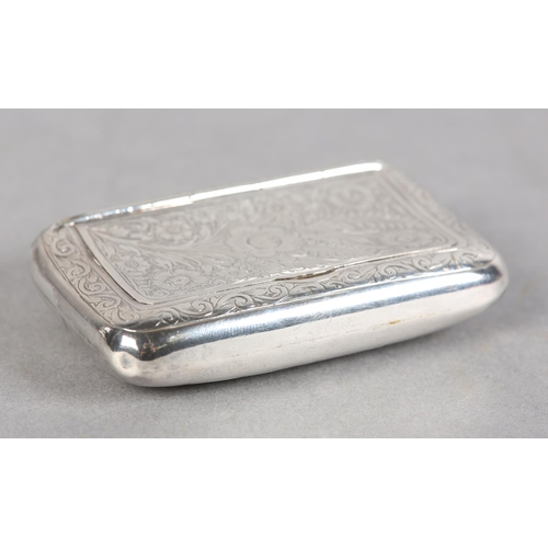 207 - A GEORGE V SILVER SNUFF BOX, Chester 1920 E J Trevitt & Sons, all over foliate engraved with monogra... 