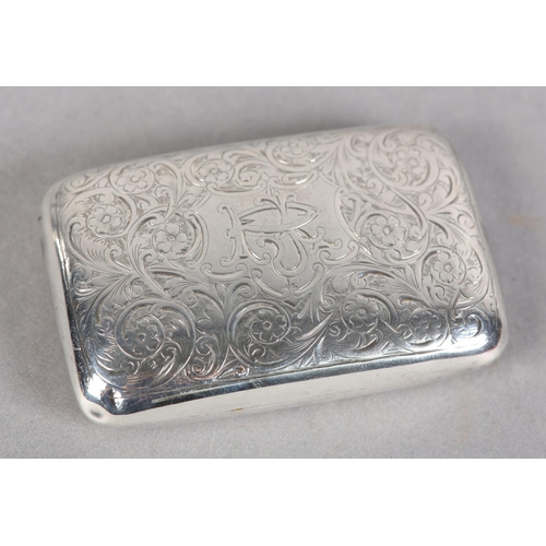 207 - A GEORGE V SILVER SNUFF BOX, Chester 1920 E J Trevitt & Sons, all over foliate engraved with monogra... 