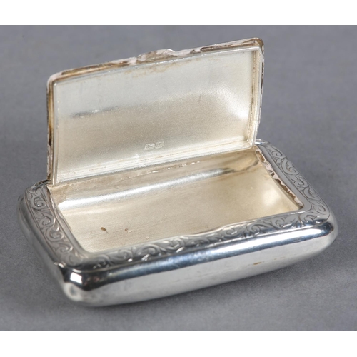 207 - A GEORGE V SILVER SNUFF BOX, Chester 1920 E J Trevitt & Sons, all over foliate engraved with monogra... 