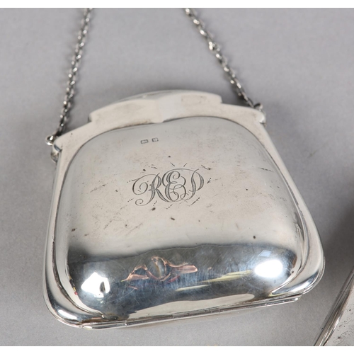 204 - A GEORGE V SILVER EVENING PURSE, Birmingham 1919 G Aspley, monogramed to the front REP with fitted b... 